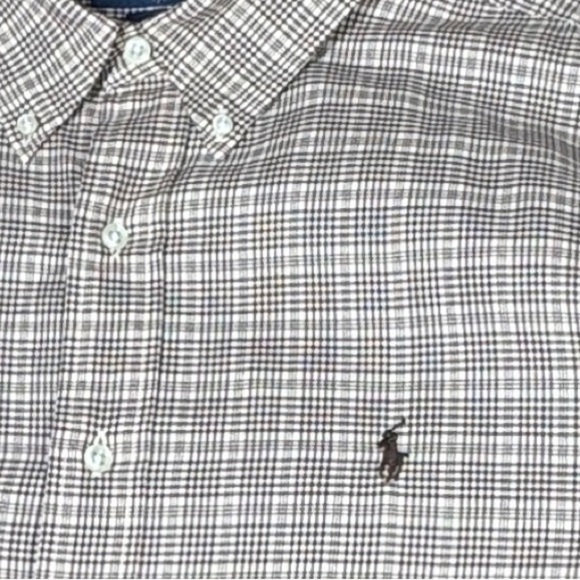 Ralph Lauren Men’s 100% Cotton Button Down Brown White Plaid Academia Shirt XL - Picture 3 of 12